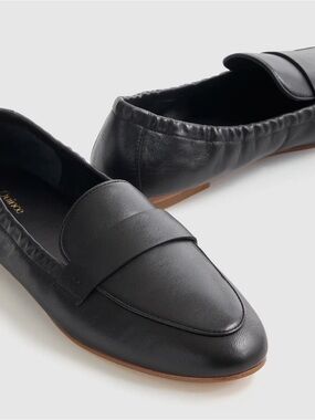 Quince Italian Leather Soft Loafers Flat Black Shoes Womens Size 8, NEW